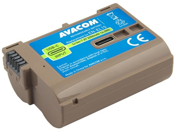 AVACOM Náhradní baterie Nikon EN-EL15 vstup USB-C Li-Ion 7.2V 2250mAh 16.2Wh