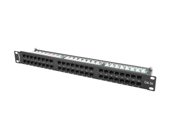 LANBERG PATCH PANEL 48 PORTŮ 1U 19" CAT.5E UTP ČERNÝ