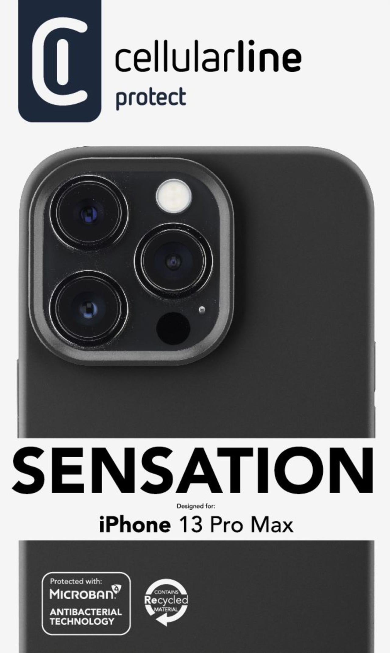 Ochranný silikonový kryt Cellularline Sensation pro Apple iPhone 13 Pro Max, černý