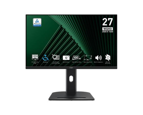 MSI monitor PRO MP275QPG 27" IPS/2560x1440(WQHD)/100Hz/1ms/2xHDMI/DP/Výšk.nastavitelný/Pivot/černá