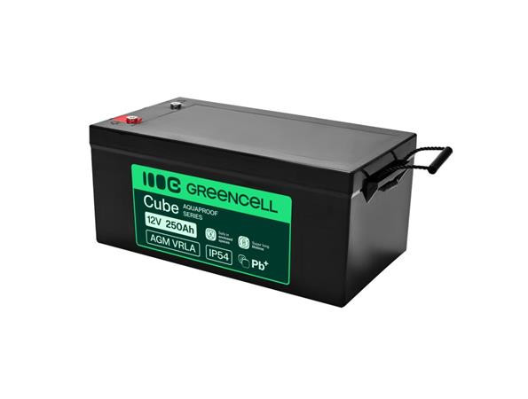 Greencell AGM VRLA 12V 250Ah baterie pro lodě, fotovoltaiku, solární panely (520x268x225mm)