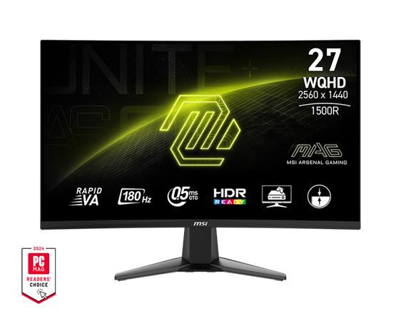 MSI MAG 27CQ6F Gaming monitor 27" zakřivený Rapid VA/2560x1440 (WQHD)/180Hz/0,5ms/2xHDMI/DP/černá