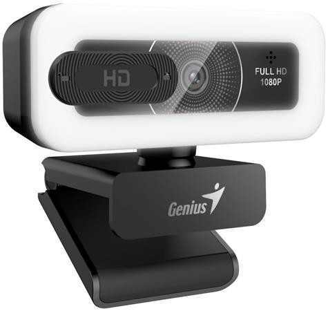 Genius FaceCam Light Webkamera, Full HD 1080p, LED osvětlení, vestavěný mikrofon, krytka soukromí, USB/C, černá