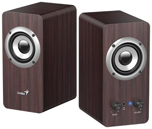 Genius SP-HF400 Reproduktory, 2.0, 10W, 3,5mm jack, dřevěné, tmavé dřevo