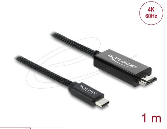 Delock Koaxiální kabel USB Type-C™ na HDMI (DP Alt Mode) 4K 60 Hz s pleteným opláštěním 1 m