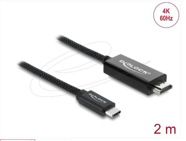 Delock Koaxiální kabel USB Type-C™ na HDMI (DP Alt Mode) 4K 60 Hz s pleteným opláštěním 2 m