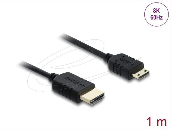 Delock Koaxiální kabel High Speed HDMI HDMI samec na Mini HDMI samec 8K 60 Hz 1 m