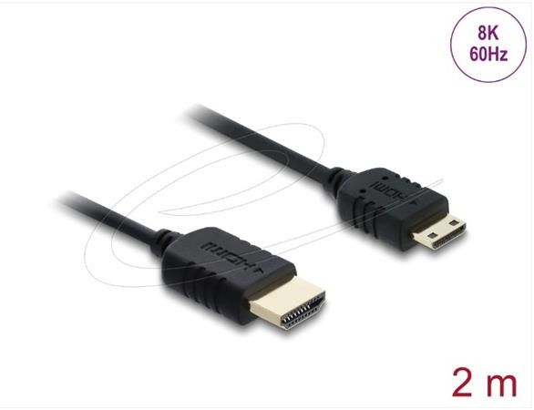 Delock Koaxiální kabel High Speed HDMI HDMI samec na Mini HDMI samec 8K 60 Hz 2 m