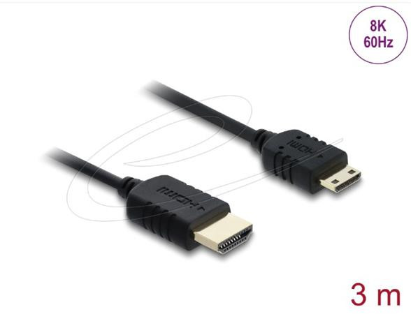 Delock Koaxiální kabel High Speed HDMI HDMI samec na Mini HDMI samec 8K 60 Hz 3 m