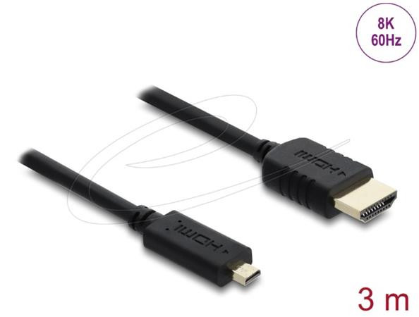 Delock Koaxiální kabel High Speed HDMI HDMI samec na Micro HDMI samec 8K 60 Hz 3 m