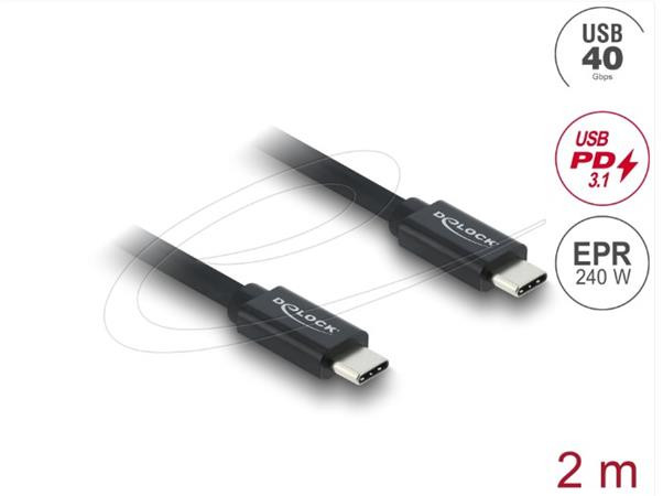 Delock Koaxiální kabel USB 40 Gbps USB PD 3.1 240 W 2 m