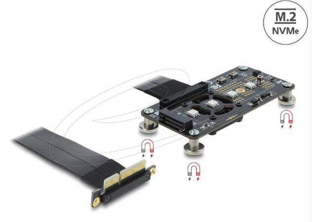 Delock Adaptér PCI Express 3.0 x4 na M.2 Key M s ventilátorem a kabelem, 10 cm