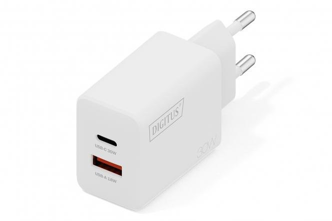 DIGITUS USB Nabíječka GaN 30W, 1x USB-C, 1x USB-A