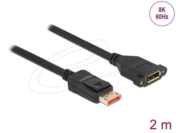 Delock DisplayPort prodlužovací kabel montážní panel 8K 60 Hz 2 m