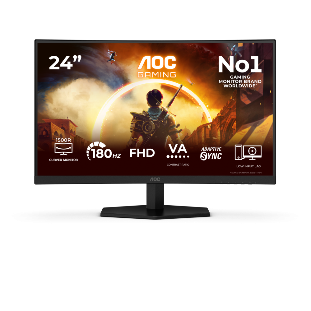 AOC LCD herní C24G42FE 23,6" zakřivený VA/1920x1080@180Hz/0,5ms/300cd/HDMI/DP/VESA
