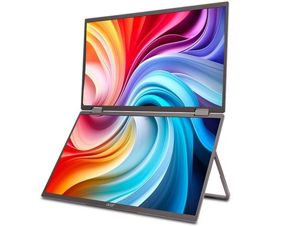 Acer LCD PD163QTbmiuux DUAL SCREEN 15,6" IPS LED Touch, 1920x1080, 1xHDMI + 2xType-C + Audio Out, repro 2Wx2, VESA 75x75