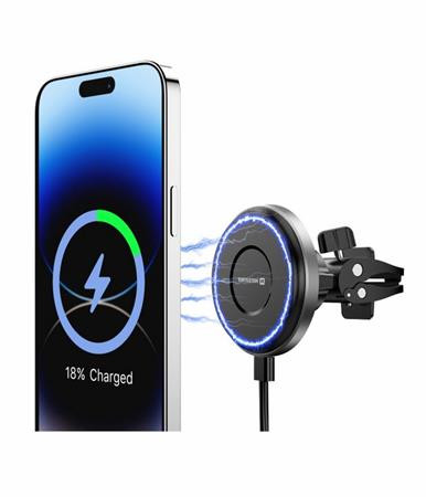 SWISSTEN MAGNETICKÝ DRŽÁK DO VENTILACE AUTA AIRHOLD S BEZDRÁTOVÝM NABÍJENÍM 15W / 7,5W (kompatibilní s MagSafe)