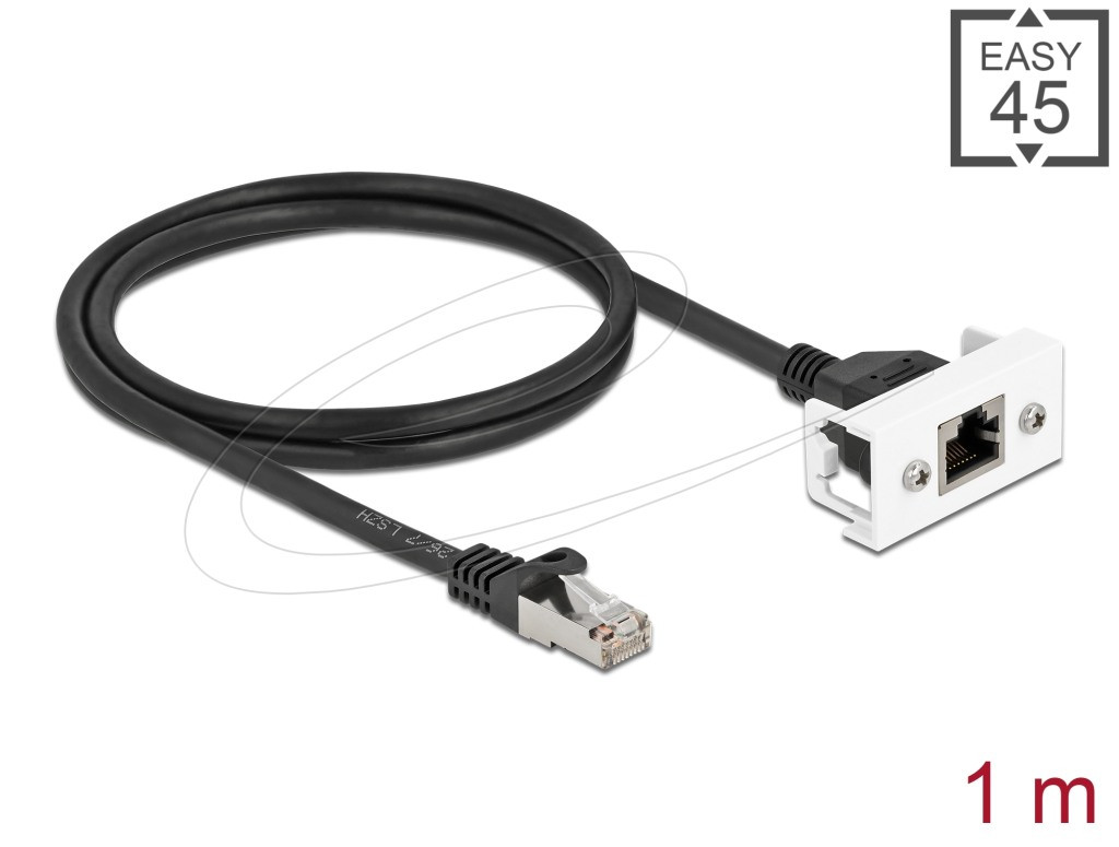 Delock Síťový prodlužovací kabel pro Modul Easy 45 S/FTP ze zástrčkového konektoru RJ45 na zásuvkový kon