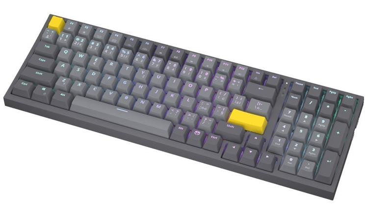 Endorfy Celeris 1800 CZ, Klávesnice, herní, bezdrátová, mechanická, Endorfy Yellow by Gateron, CZ layout, ARGB, šedá