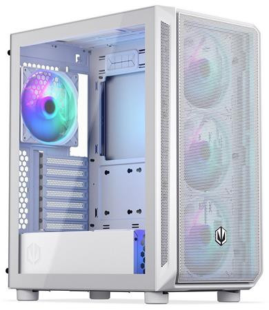 Endorfy Arx 500 White ARGB Skříň,Mid. tower,bez zdr.,ATX,2× USB, 1× USB-C, 4× 140mm ARGB vent.,mesh panel,průhledná bočnice, bílá