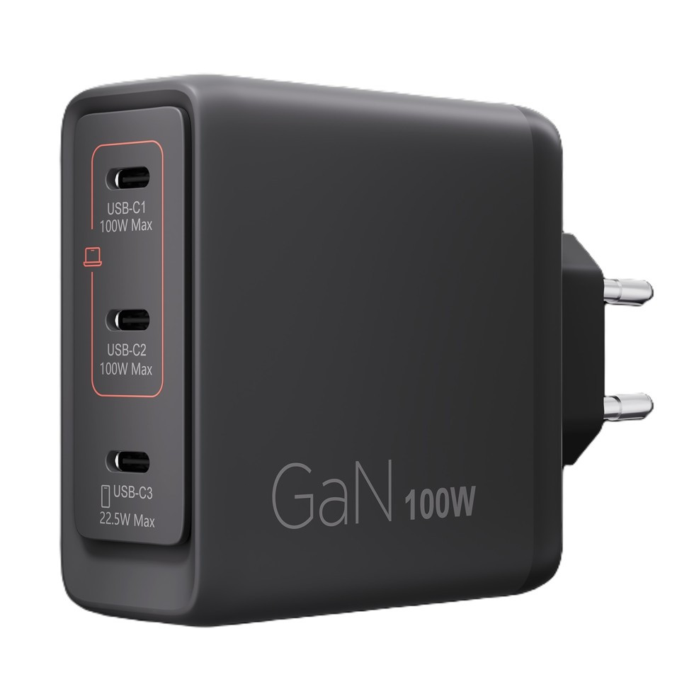 Lenovo CONS  Multi-port USB-C 100W GaN Charger = napájecí adaptér s 3x UBS-C v černé barvě