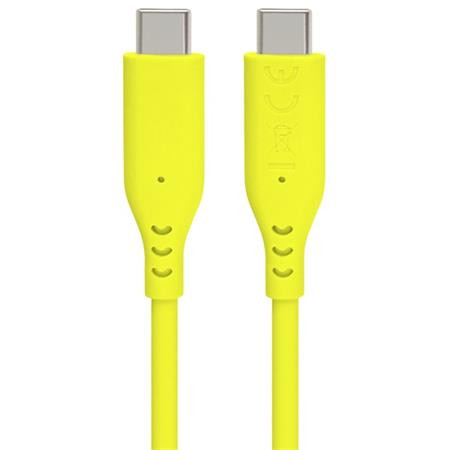 PremiumCord Silikonový kabel s konektory USB-C 60W 480Mbps žlutý extra měkký 1,5m