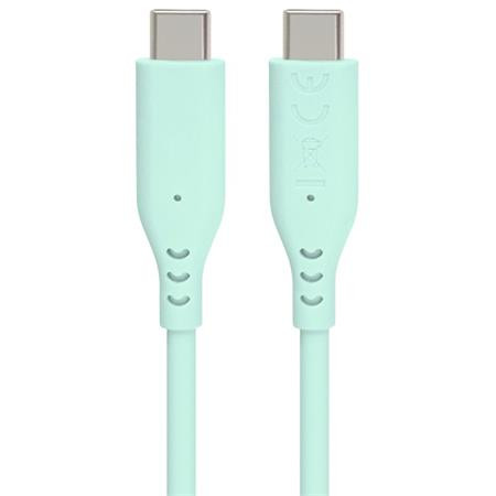 PremiumCord Silikonový kabel s konektory USB-C 60W 480Mbps tyrkysový extra měkký 1,5m