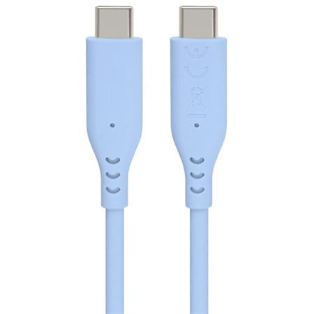 PremiumCord Silikonový kabel s konektory USB-C 60W 480Mbps modrý extra měkký 1,5m