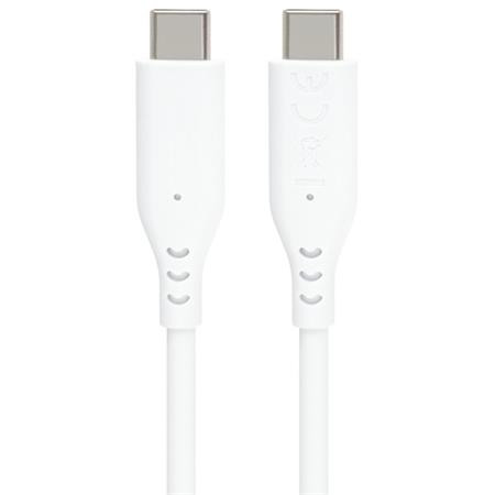 PremiumCord Silikonový kabel s konektory USB-C 60W 480Mbps bílý extra měkký 1,5m