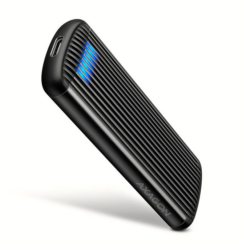 AXAGON EEM2-SC, USB-C 10Gbps externí box pro M.2 NVMe SSD, bezšroubový, žebrovaný hliník
