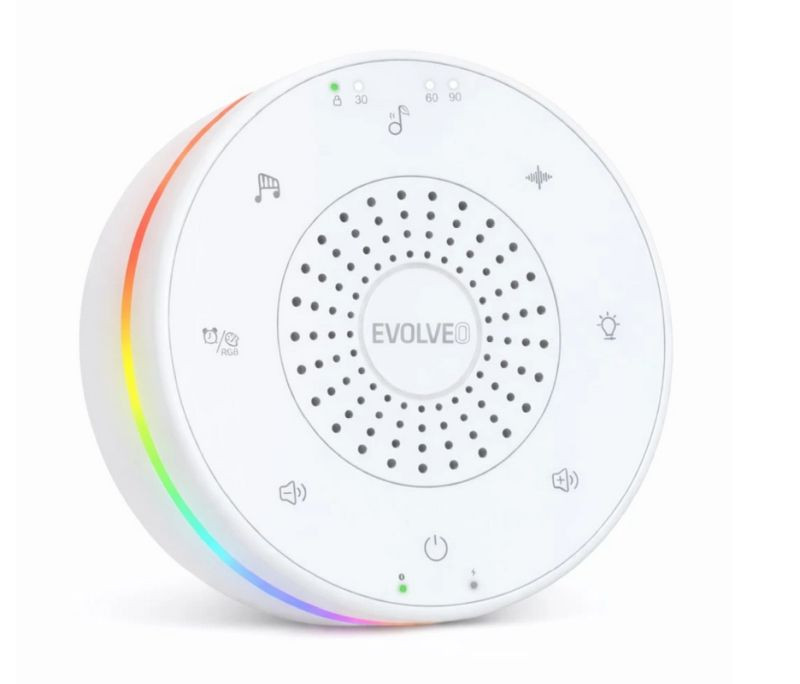 EVOLVEO Nubiloo – uspávací modul s bílým šumem, ukolébavkami a barevným světlem na dobrou noc