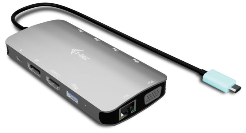 i-tec USB-C Metal Nano 3x Display (DP, HDMI and VGA) Docking Station, Power Delivery 100 W