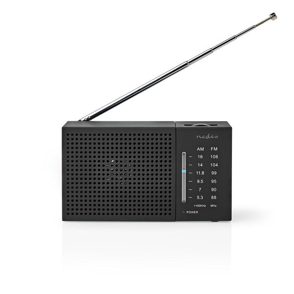 Nedis RDFM1200BK - FM Rádio Přenosné | AM / FM | Napájení z baterie | Analogový |  1.5 W | IP20 | Černá