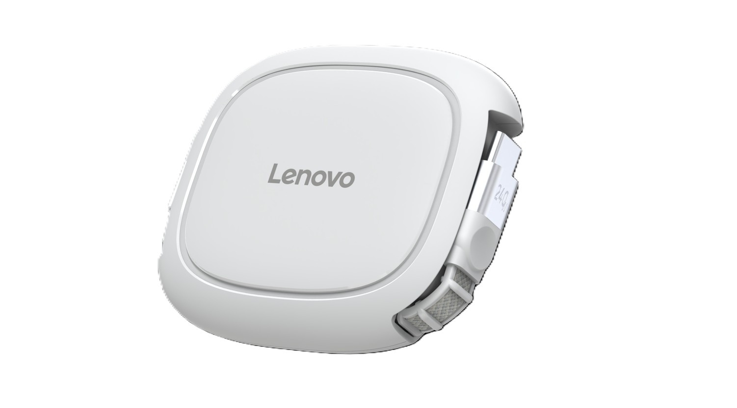 Lenovo 240W USB-C Retractable Cable = rolovací USB-C to USB-C napájecí a datový kabel  v bílé barvě