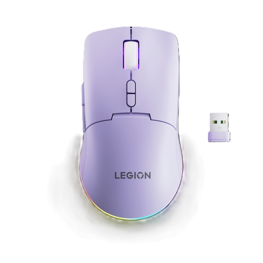 Lenovo Legion M220 Wireless RGB Gaming Mouse - herní myš s RGB podsvícením , třemi režimy připojení, ve světle  fialové