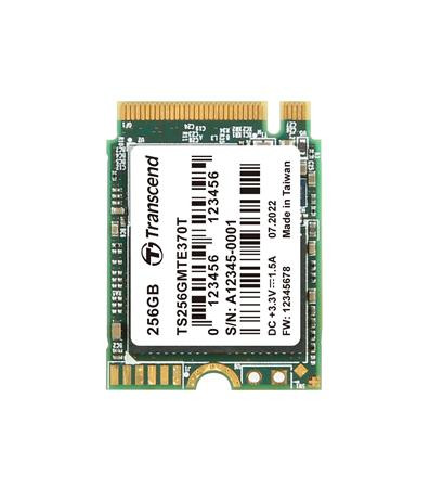 TRANSCEND MTE370T-VS1 256GB SSD disk M.2 2230, PCIe Gen3x4, M Key, 3D TLC BiCS5, DRAM-less, PE: 3K 2000MB/s R, 1100MB/s 