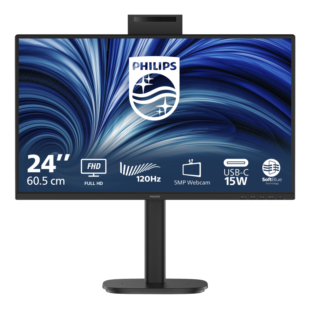 Philips LCD 24B2N3200JH 23,8" IPS/1920x1080@120Hz/4ms/300cd/VGA/HDMI/DP/4xUSB/Webcam/Repro/Pivot/HAS/VESA