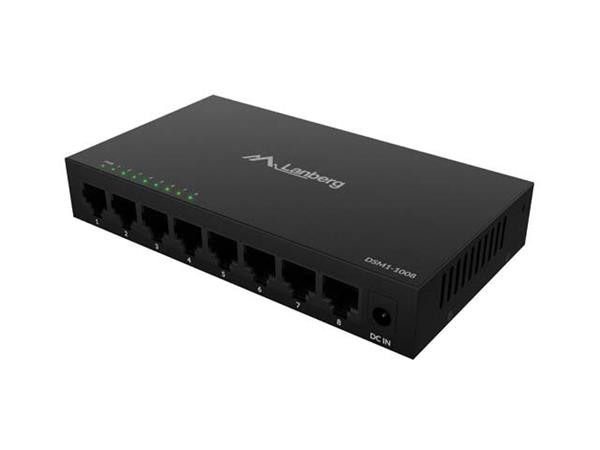 LANBERG SWITCH DSM1-1008 8X 1GB/S UNMANAGED GIGABIT ETHERNET DESKTOP 12V (KOVOVÝ KRYT)