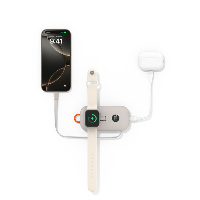 Belkin BOOST CHARGE™ PRO Bezdrátové nabíjení pro Apple Watch + USB-C PowerBanka, 10000mAh, písečná