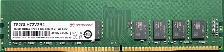 Transcend paměť 16GB DDR4 3200 ECC-DIMM 2Rx8 1Gx8 CL22 1.2V SEC-1z