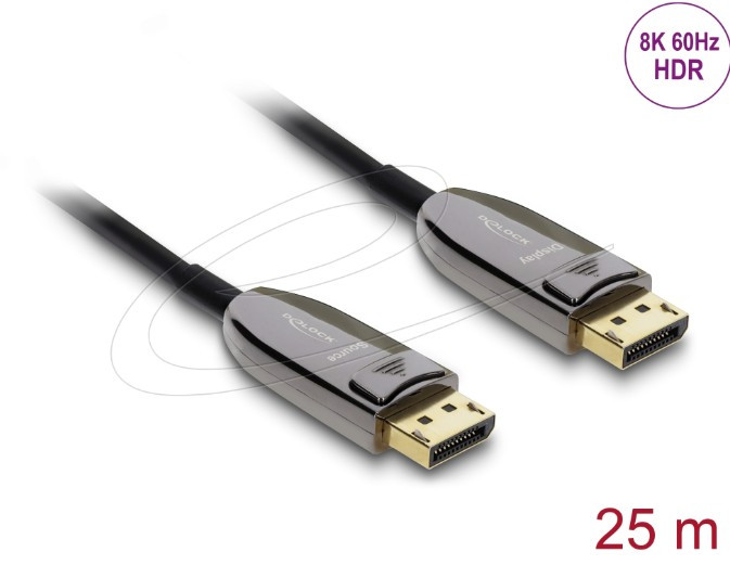 Delock Aktivní optický kabel DisplayPort 2.1 8K 60 Hz 40 Gbps 25 m