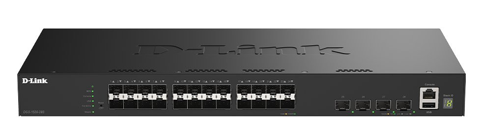 D-Link DGS-1530-28S/E, 24-Port Gigabit Stackable Smart Managed Fiber Switch