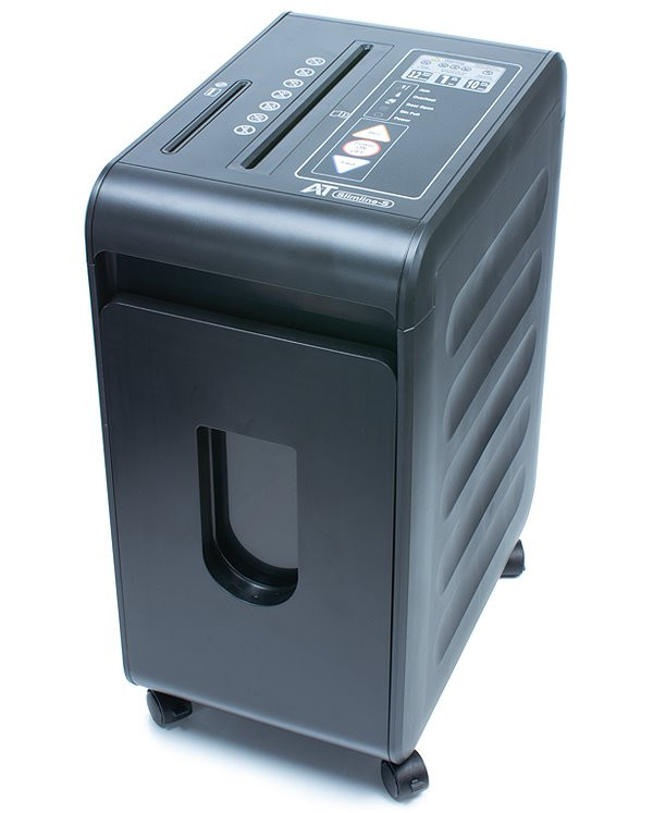 AT skartovač Slim S P-4/ řez 4x15 mm/ pracovní šíře 230 mm/ kapacita 12 listů/ objem koše 22 l/ stupeň utajení P4/ černý
