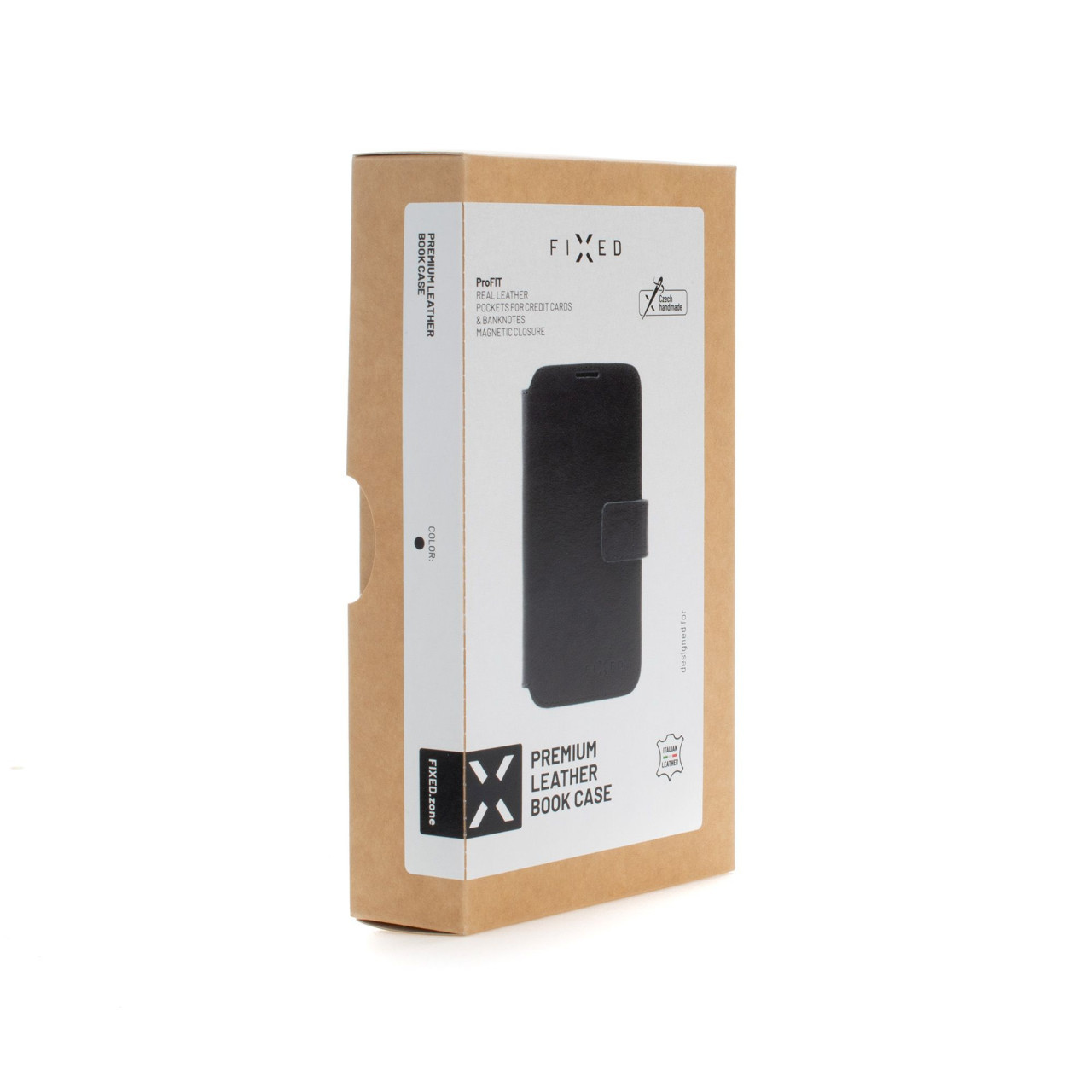 Kožené pouzdro typu kniha FIXED ProFit pro Apple iPhone 16 Pro Max, černé