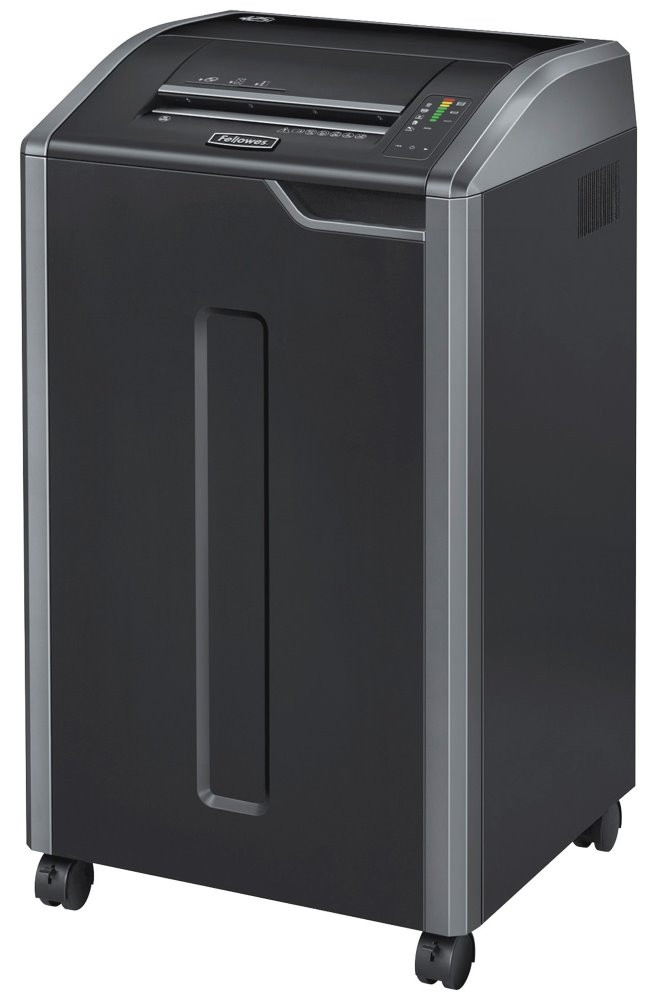 FELLOWES skartovač 425 i/ přímý řez 5,8 mm/ objem koše 114 l/ stupeň utajení P-2/ černý