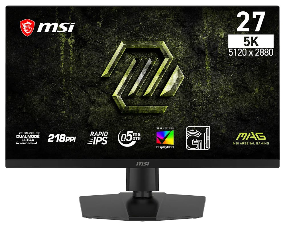 MSI Gaming MAG 271KPD7/ 27"/ 5120x2880/ IPS/ 0,5ms/ 75Hz/ 350cd/m2/ 1500:1/ HDMI/ DP/ USB/ VESA/ černý