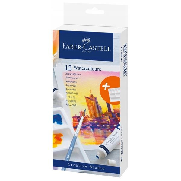 Akvarelové barvy Faber-Castell, 12 barev (9 ml)