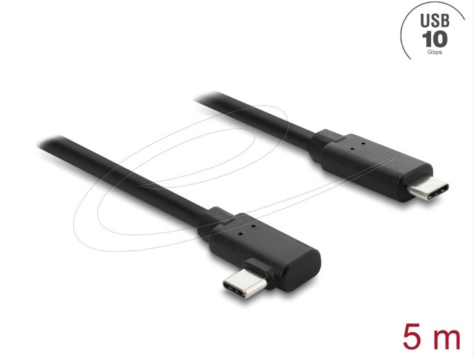Delock Aktivní optický kabel USB 10 Gbps USB Type-C™, ze zástrčky na zástrčku, pravoúhlý, 5 m
