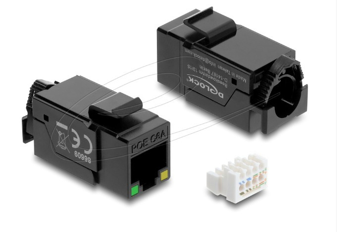 Delock Modul Keystone RJ45, zásuvka Cat.6A, UTP, s LED indikací PoE