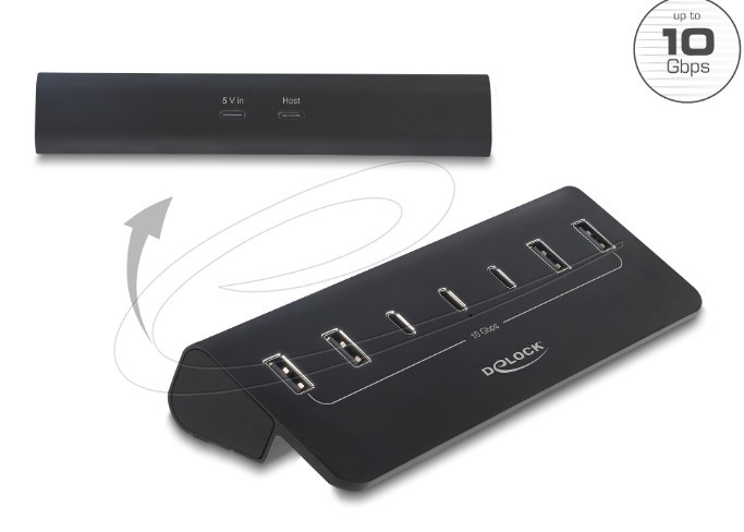 Delock USB 10 Gbps Hub se 3 porty USB Type-C™ a 4 porty USB Typ-A